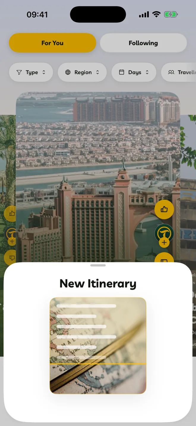 The itinerary being built from the import